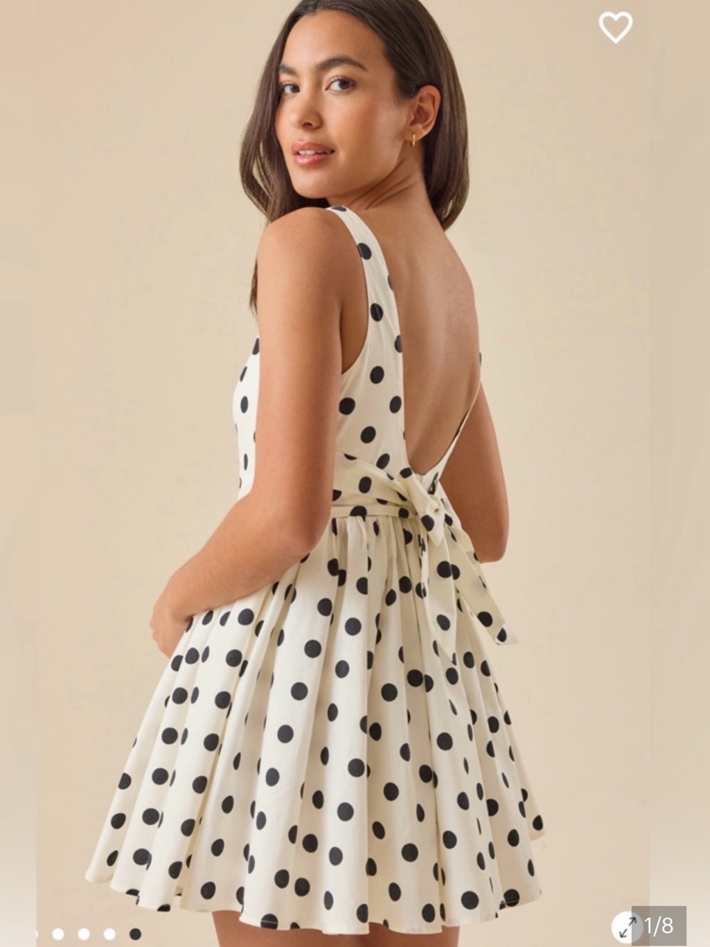 Altar'd State Cream And Black Polka Dot Tie-Back Dress
